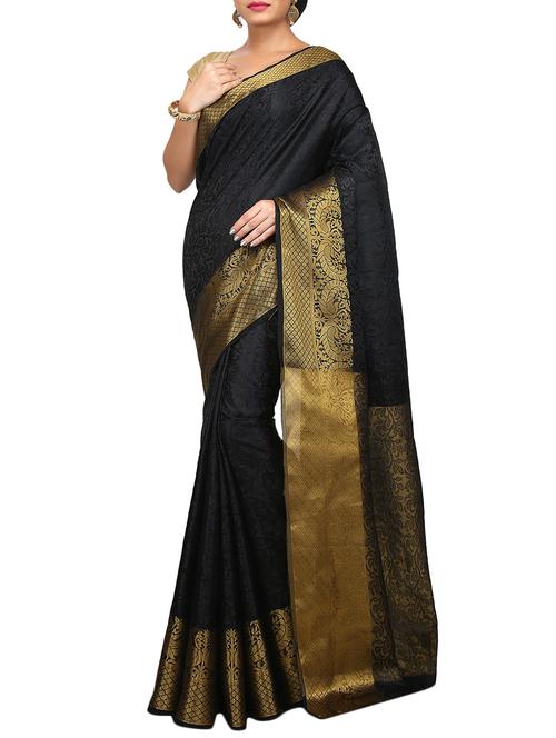 golden bordered kanjivaram saree with blouse - 15696254 - Very Small Image - 1