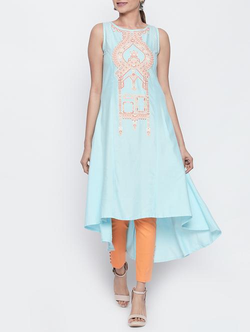 high low embroidered kurta - 15696317 - Very Small Image - 1