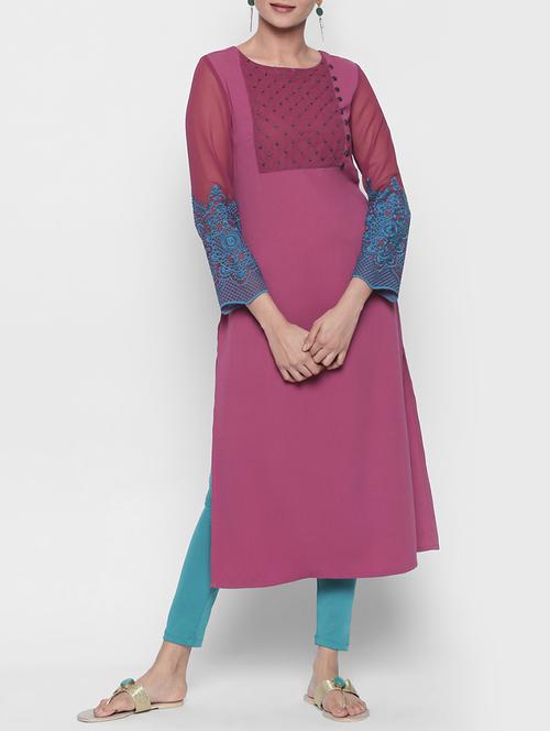 straight embroidered kurta - 15696331 - Very Small Image - 1