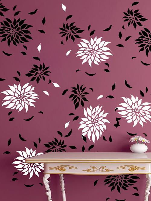 kayra decor beautiful flowers reusable diy wall stencil painting for home decor (pvc, 16inch x 24 inch) - 15696622 - Very Small Image - 1