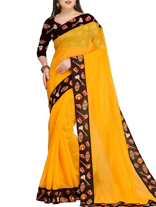conversational border chanderi saree with blouse - 15697093 - Very Small Image - 1