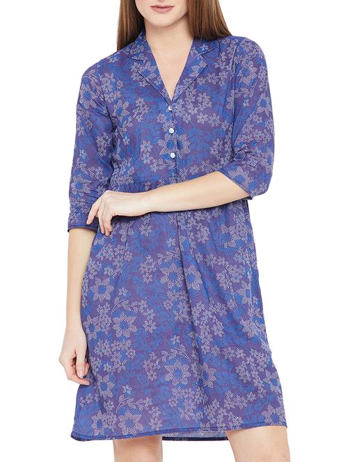 lapel collared button detail a-line dress - 15697370 - Very Small Image - 1