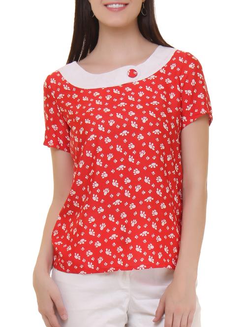 paw print button detail neck top - 15697400 - Very Small Image - 1