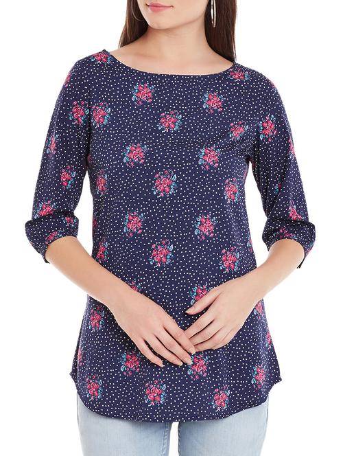 navy blue floral tunic - 15697402 - Very Small Image - 1