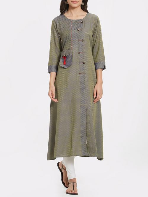 self design kaantha a-line kurta - 15697643 - Very Small Image - 1