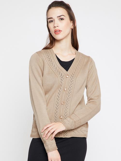 pointelle knit woolen cardigan - 15697804 - Very Small Image - 1