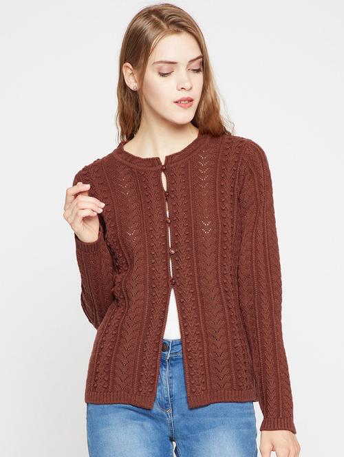 pointelle knit woolen cardigan - 15697811 - Very Small Image - 1