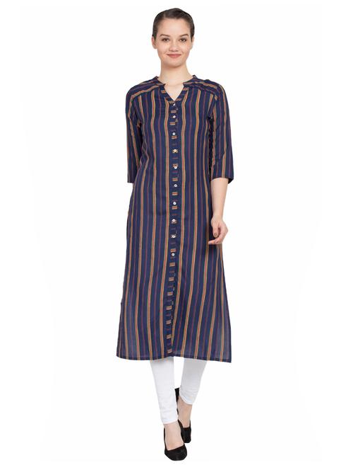 straight stripes print kurta - 15698643 - Very Small Image - 1