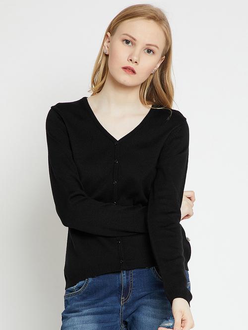 v-neck woolen cardigan - 15698716 - Very Small Image - 1