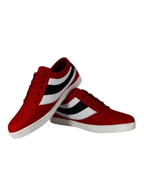 red leatherette lace up sneakers - 15699371 - Very Small Image - 1