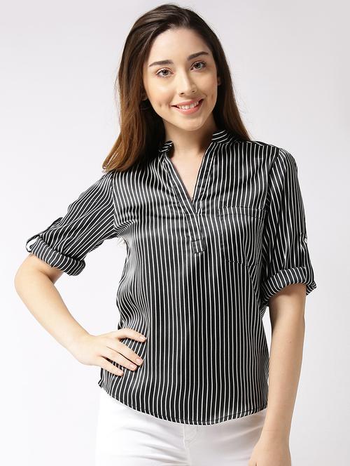 roll up sleeved striped top - 15700114 - Very Small Image - 1