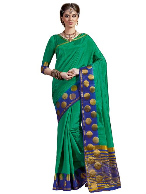 polka dots border tussar saree with blouse - 15700223 - Very Small Image - 1