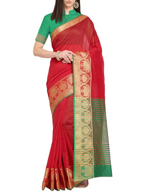 zari bordered saree with blouse - 15700581 - Very Small Image - 1