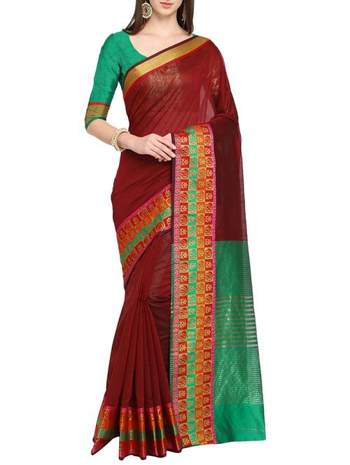 zari bordered saree with blouse - 15700582 - Very Small Image - 1