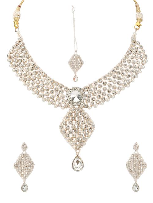 white metal necklaces and earring - 15700958 - Very Small Image - 1