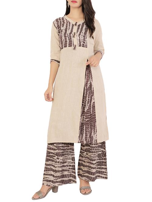 Printed straight kurta with tassels - 15701152 - Very Small Image - 1
