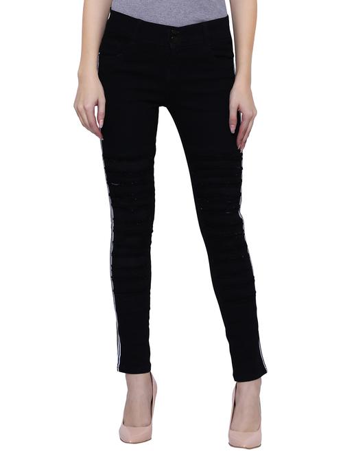 high rise side taped jeans - 15701230 - Very Small Image - 1