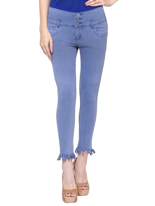 high rise frayed hem jeans - 15701275 - Very Small Image - 1
