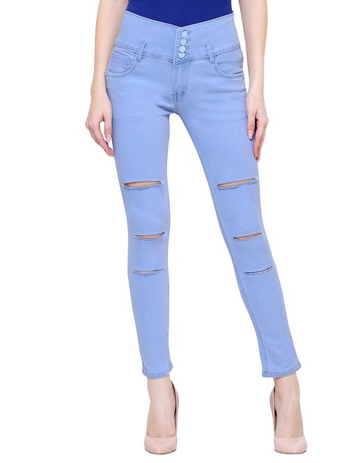 high rise ladder ripped jeans - 15701286 - Very Small Image - 1