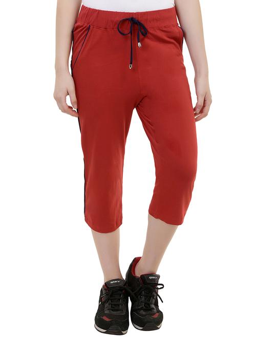 contrast piping detail drawstring waist capri - 15701488 - Very Small Image - 1