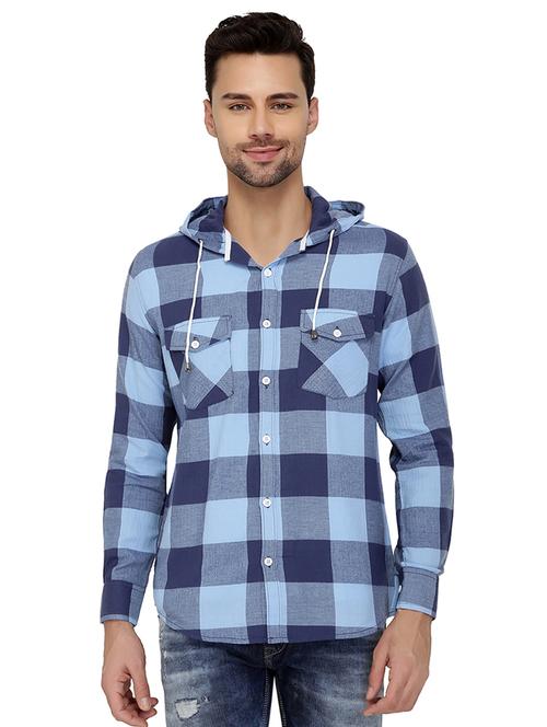 blue cotton casual shirt - 15701666 - Very Small Image - 1