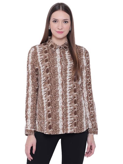 snake print curved hem shirt - 15701716 - Very Small Image - 1