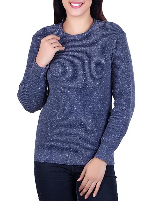 navy ribbed woolen pullover - 15701915 - Very Small Image - 1