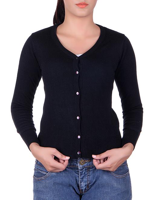 navy solid knitted cardigan - 15701916 - Very Small Image - 1