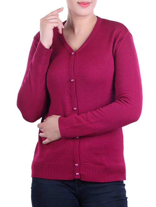 purple solid knitted cardigan - 15701917 - Very Small Image - 1