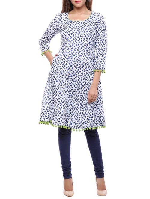 indigo a-line kurta - 15702212 - Very Small Image - 1