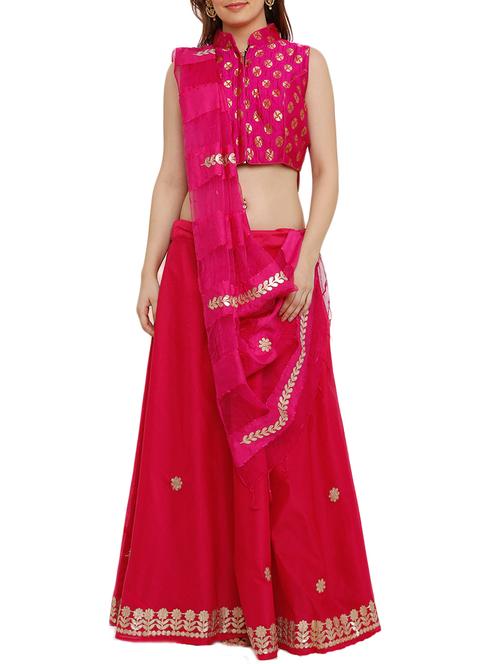 gota patti self-design flared lehenga - 15702236 - Very Small Image - 1