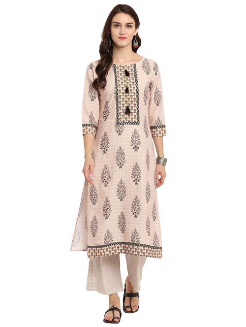 printed straight kurta with tassels - 15702288 - Very Small Image - 1