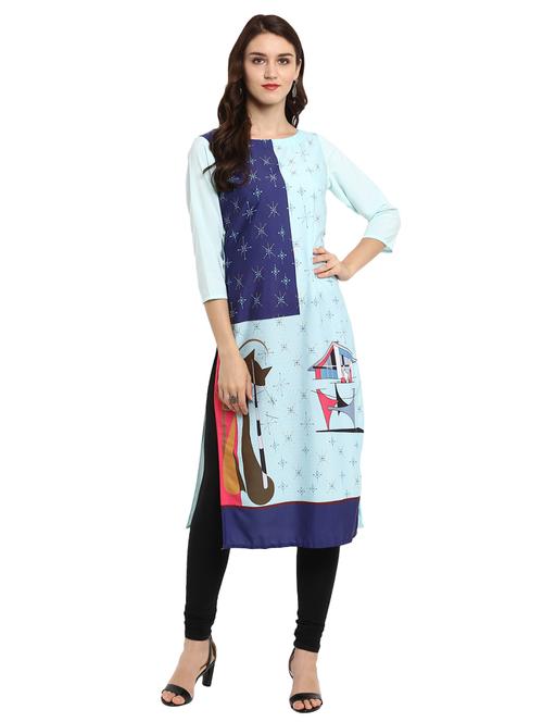 printed straight kurta - 15702316 - Very Small Image - 1
