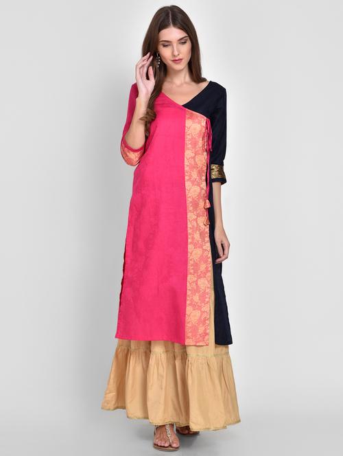 color block angrakha kurta - 15704143 - Very Small Image - 1