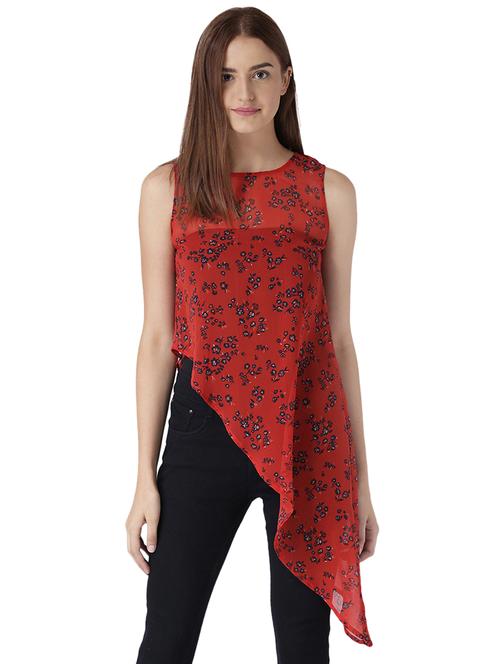 keyhole back asymmetric floral tunic - 15705143 - Very Small Image - 1