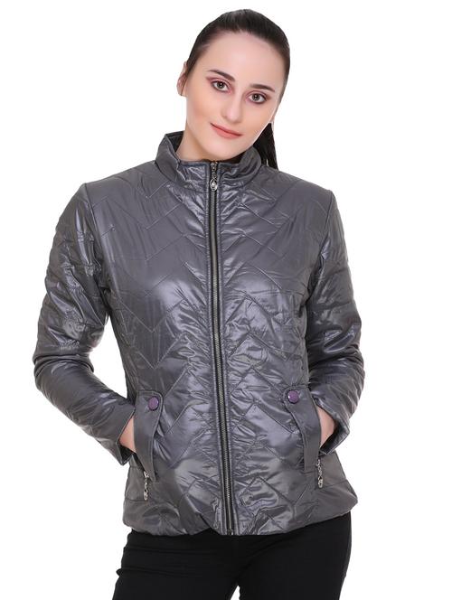 zipper detail quilted jacket - 15705352 - Very Small Image - 1