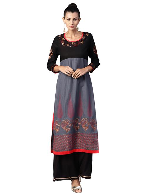 printed kurta with palazzo set - 15706135 - Very Small Image - 1