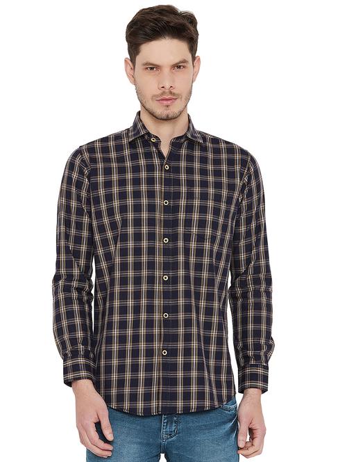 navy blue cotton casual shirt - 15707762 - Very Small Image - 1