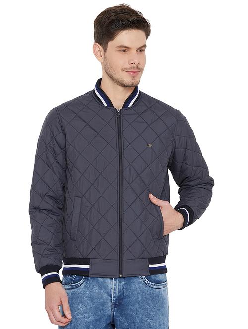 navy blue polyester quilted jacket - 15707780 - Very Small Image - 1