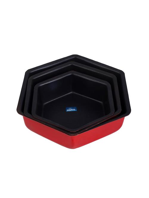 non stick cake pan mould  hexagaon set of 3 s1-2-3 250 gms - 1 kg cake - 15708703 - Very Small Image - 1