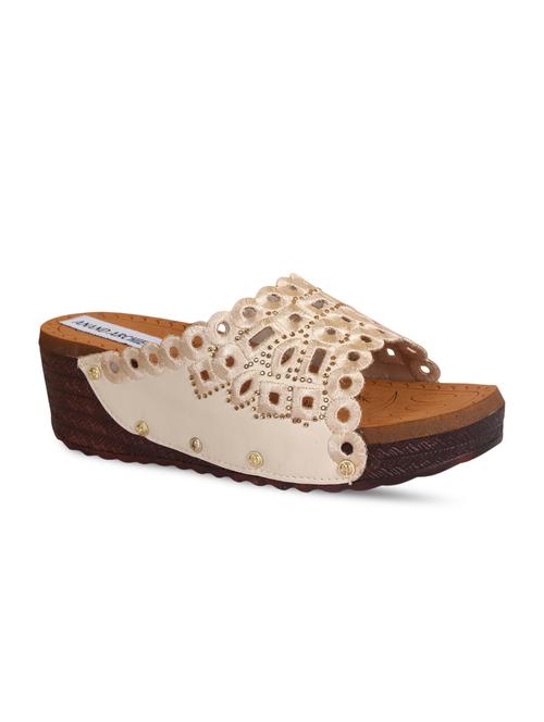 anand archies artificial leather cream wedges - 15708969 - Very Small Image - 1