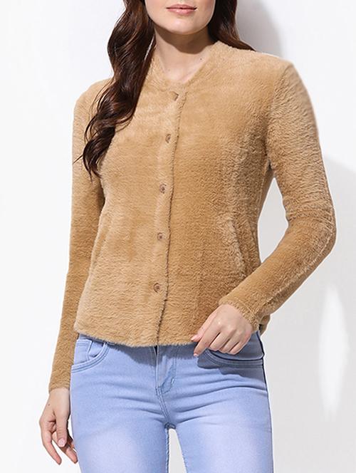 furry v-neck cardigan - 15709033 - Very Small Image - 1