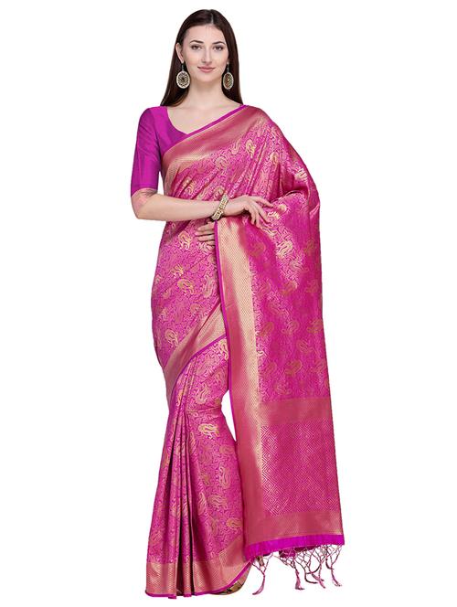 paisley zari motif banarasi saree with blouse - 15709263 - Very Small Image - 1
