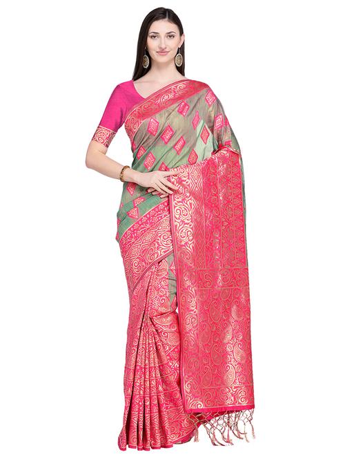 half & half zari kanjivaram saree with blouse - 15709274 - Very Small Image - 1