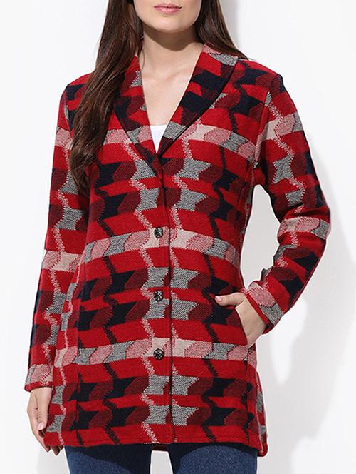 geometric lapel neck coatigan - 15709305 - Very Small Image - 1