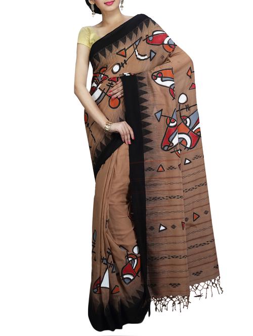 temple bordered hand painted saree - 15709781 - Very Small Image - 1