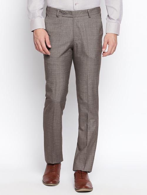 brown polyester blend flat front formal trouser - 15710144 - Very Small Image - 1