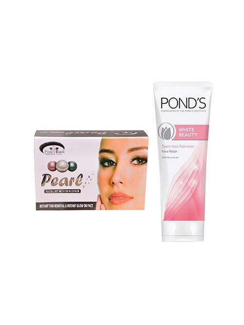 pink root pearl facial kit and pond's white beauty facewash - 15710778 - Very Small Image - 1