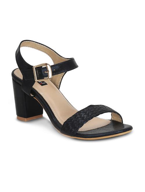 black faux leather ankle strap sandals - 15713347 - Very Small Image - 1