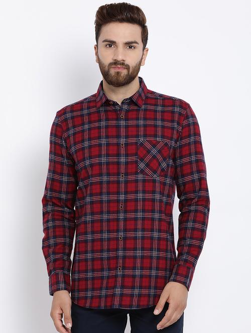 red cotton casual shirt - 15713426 - Very Small Image - 1